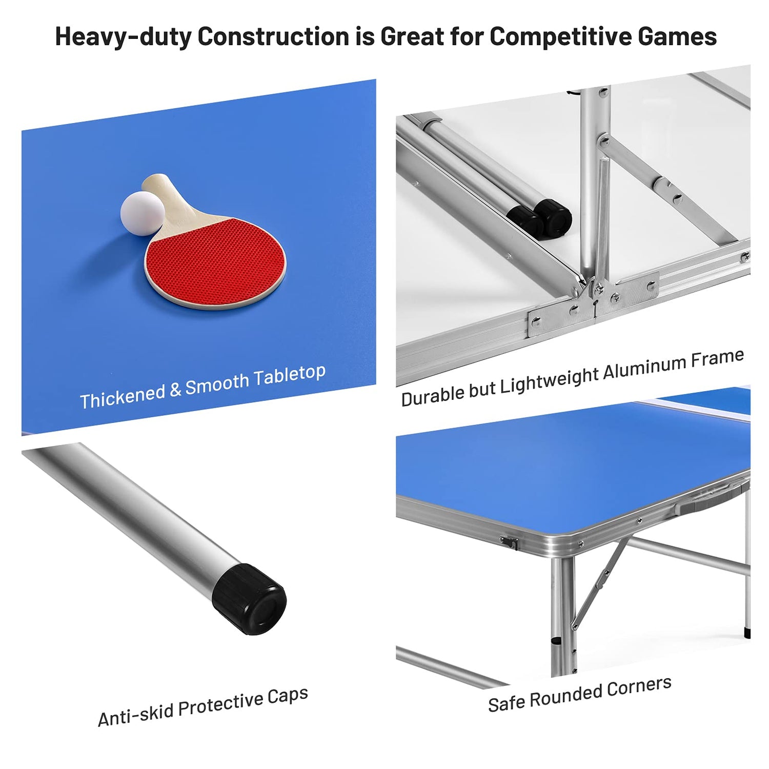GYMAX Indoor Table Tennis Table Set, Folding Ping Pong Table with Net, 2 Paddles & 2 Balls