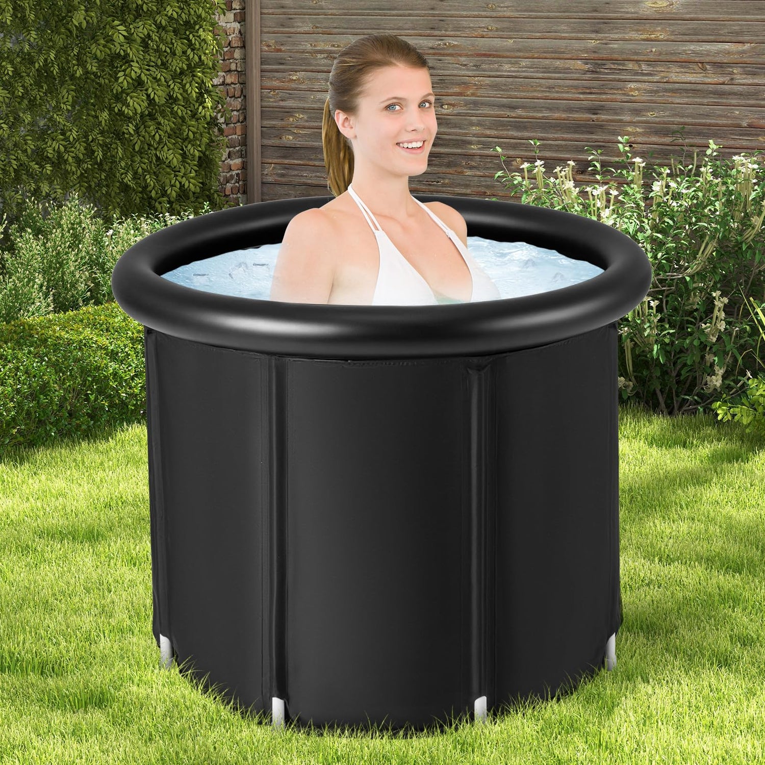 GYMAX Ice Bath Tub, 116 Gallons Capacity Cold Plunge Tub with Pump, Cover & Carry Bag