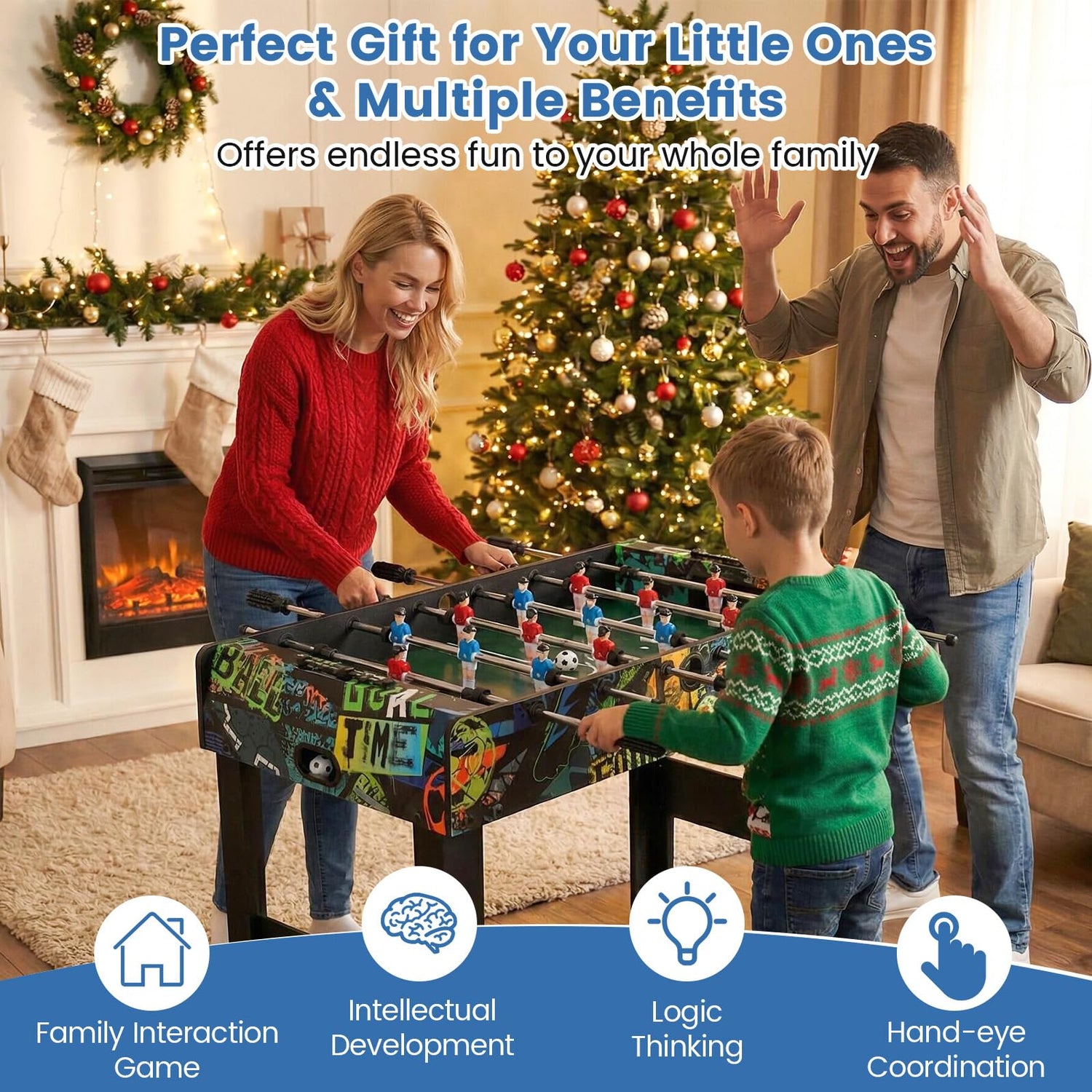 GYMAX Foosball Table 37 Inch Soccer Table Game with 2 Balls