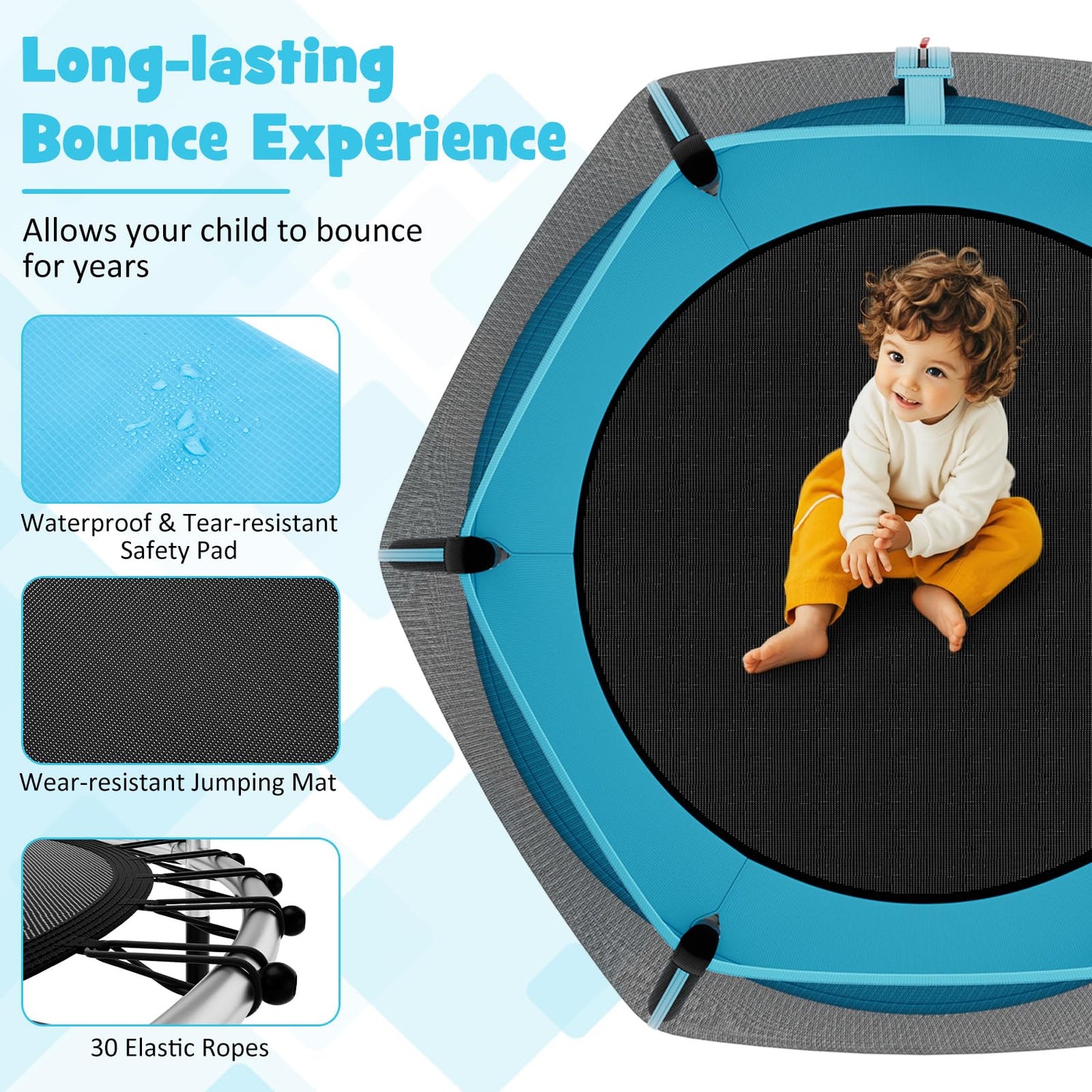 GYMAX Trampoline for Kids, 55" Toddler Trampolines with All-Round Enclosure Net