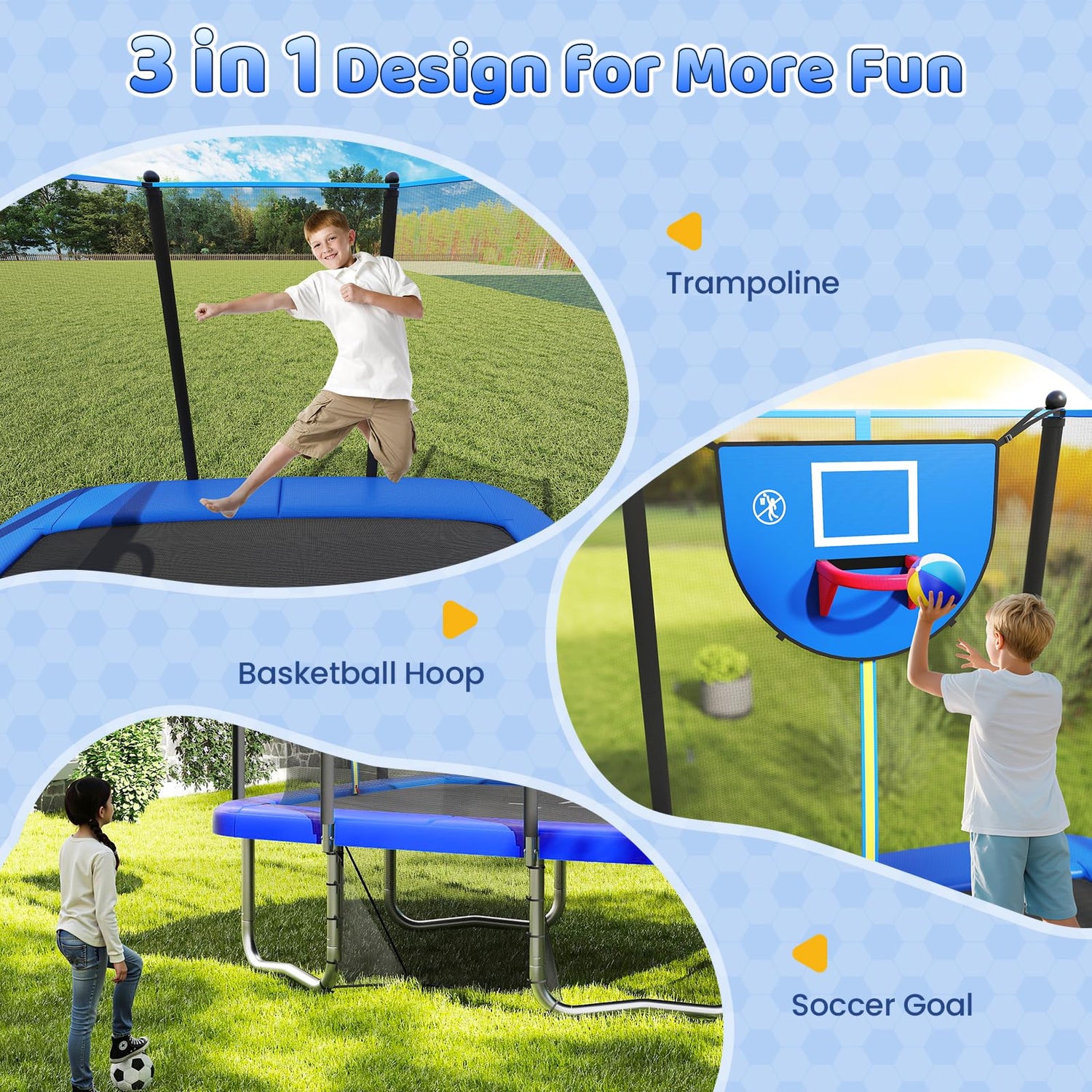 Rectangle Outdoor Trampoline 10 x 8 FT Heavy-Duty Trampoline with Basketball Hoop