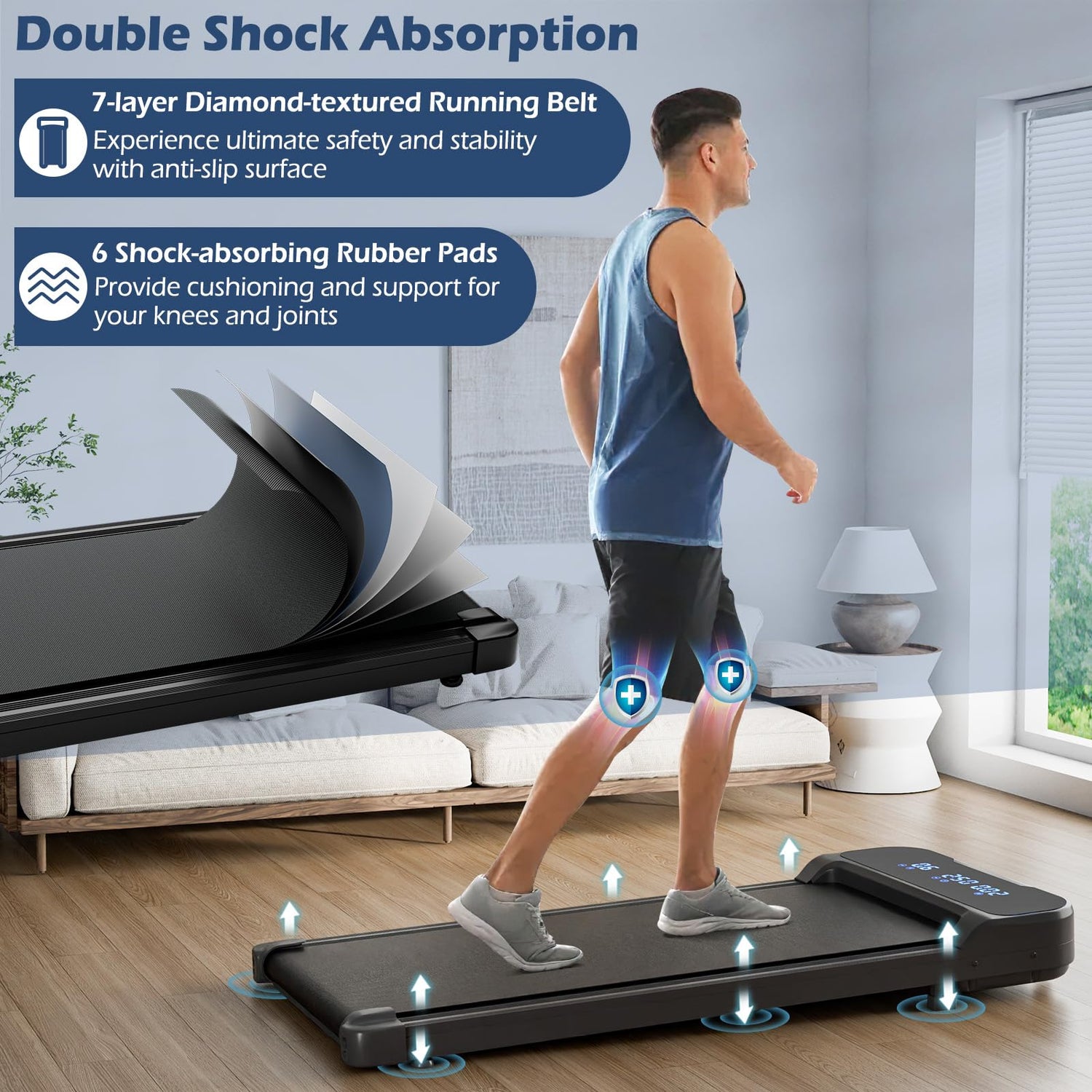 GYMAX Walking Pad, 2.5HP 3 in 1 Under Desk Treadmill with Remote Control, LED Display & 3 Countdown Modes