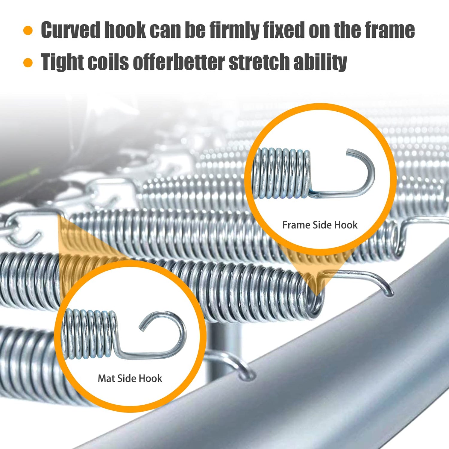 GYMAX Trampoline Spring, Universal Trampoline Replacement Spring with T-Hook, 5.5"/ 7" Heavy Duty Galvanized Steel Spring