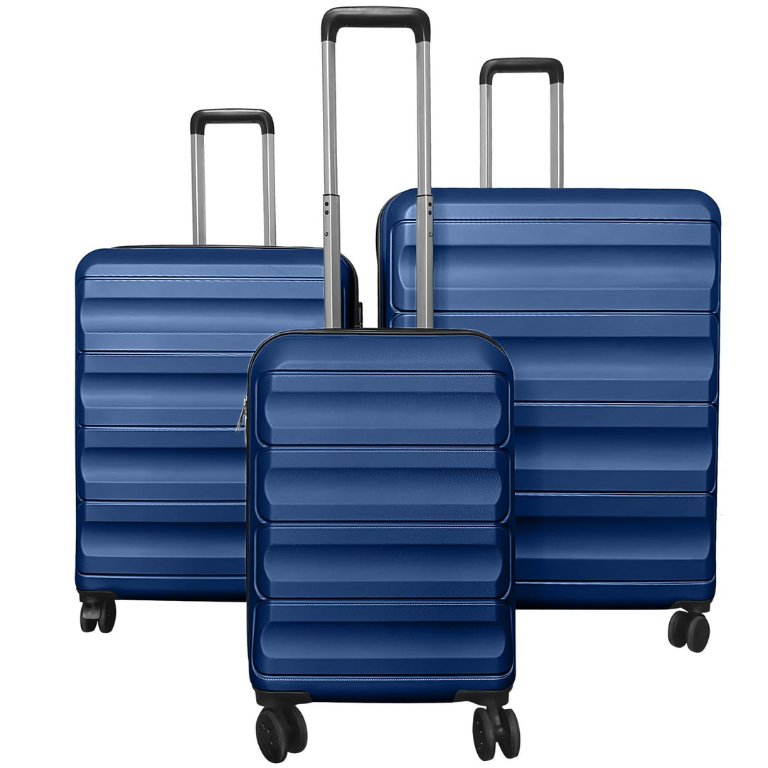 GYMAX Wide Stripe Luggage Sets 3 Pieces