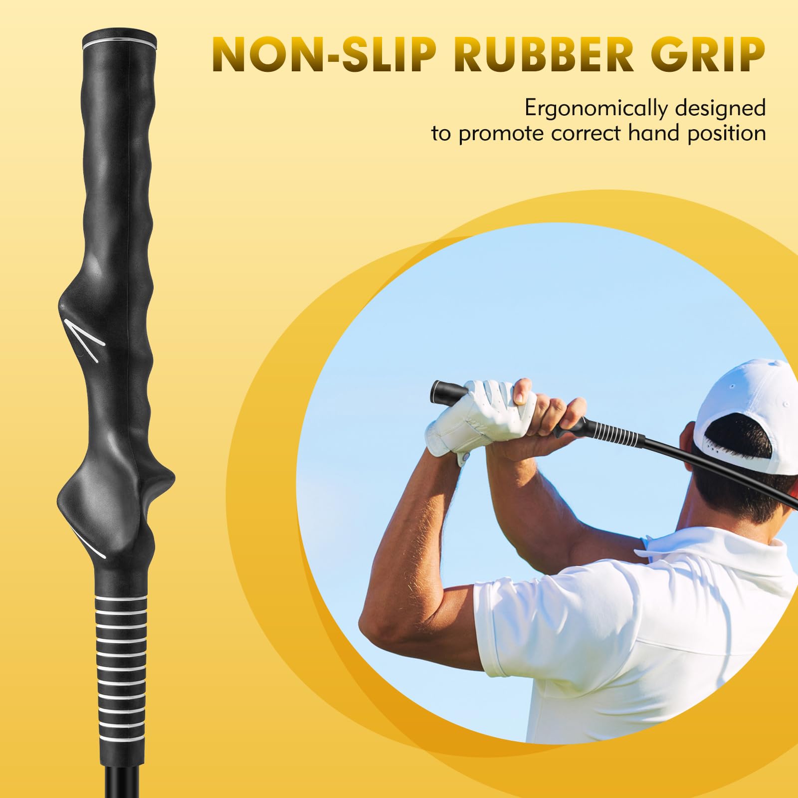 GYMAX Golf Swing Trainer Warm-Up Stick with Grip Trainer for