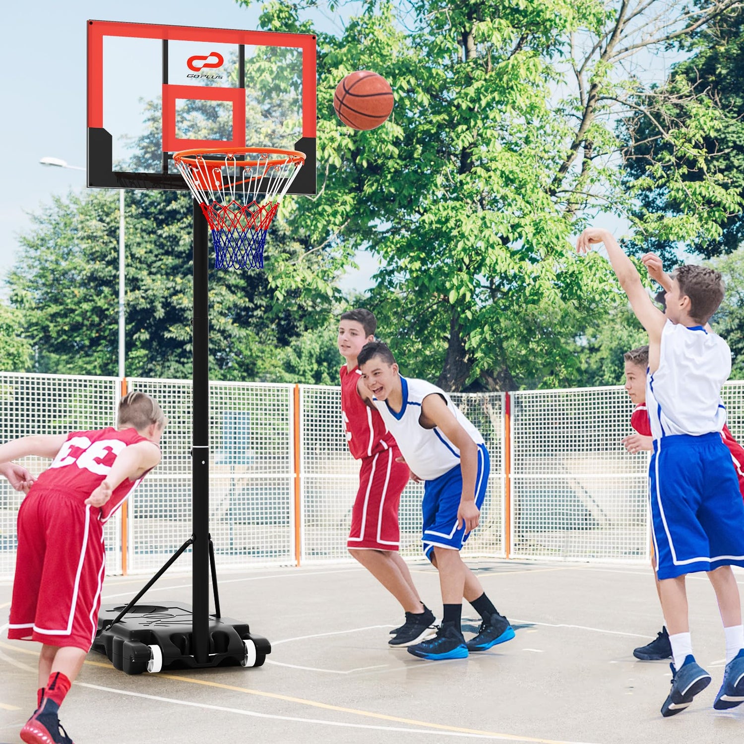 GYMAX Basketball Hoop Outdoor Adjustable Portable Basketball Goal