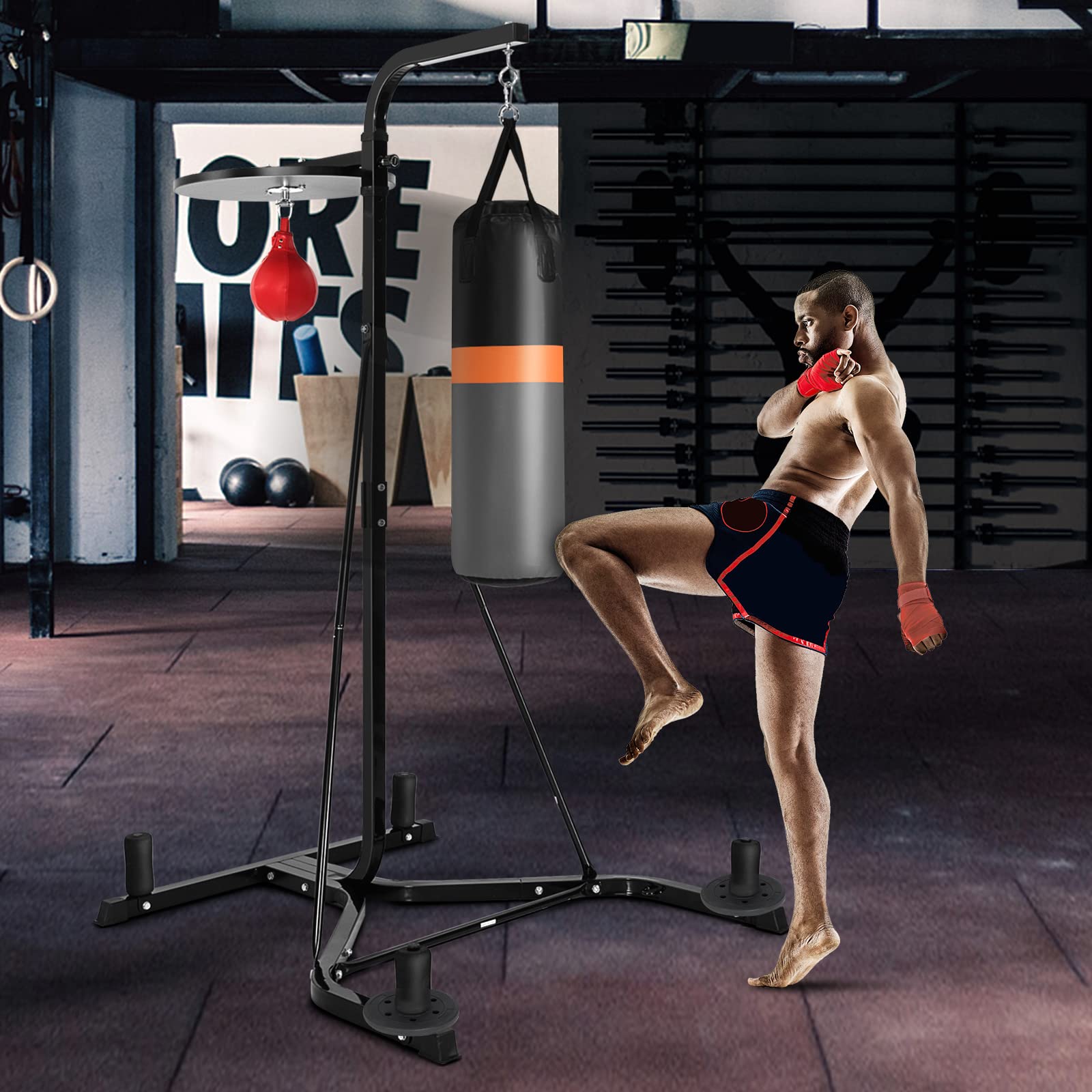 GYMAX Punching Bag with Stand Adult, Freestanding Boxing Machine