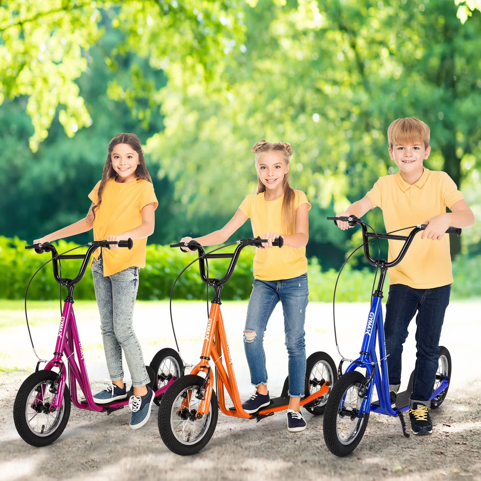 GYMAX Scooter, Kids & Adults Off-Road Scooter with 12