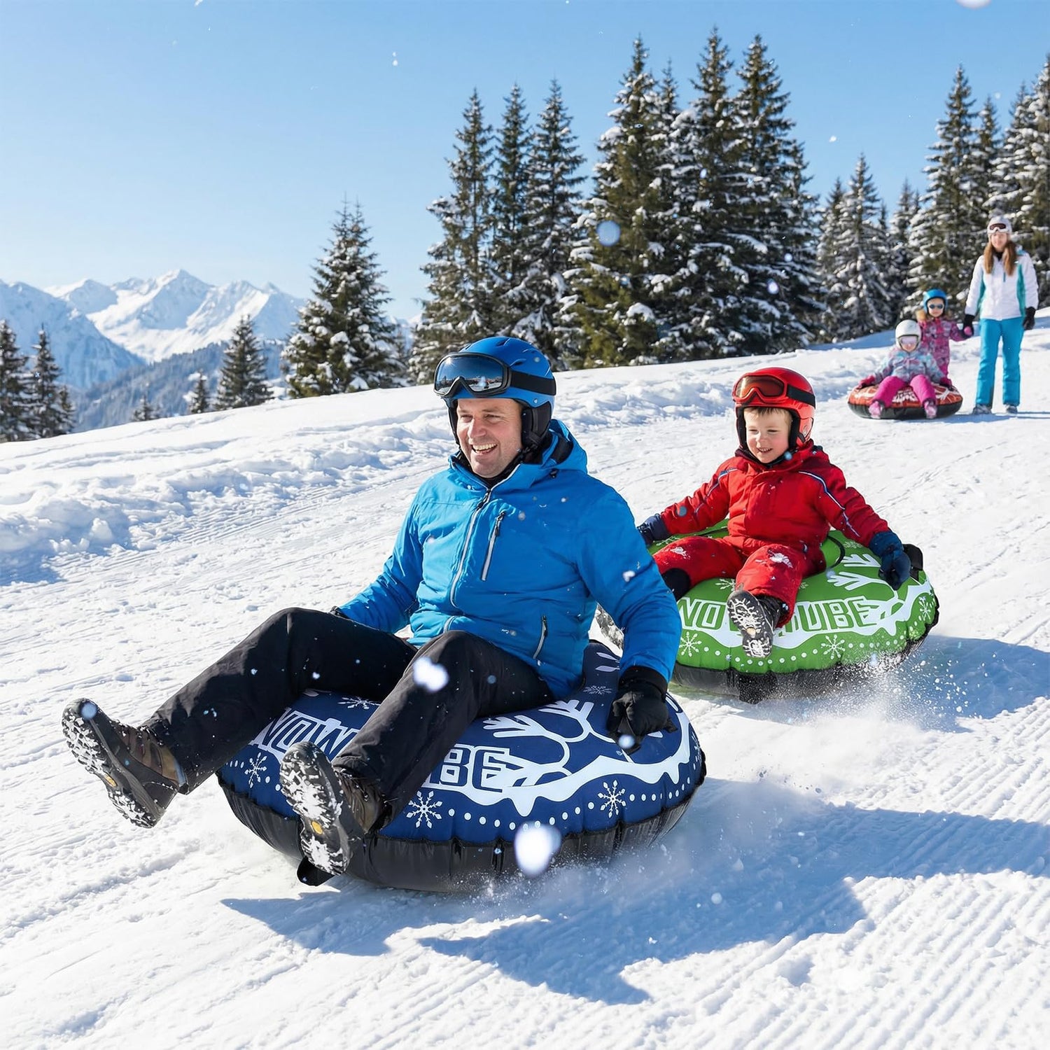 GYMAX Inflatable Snow Tube Sled Detachable Tow Strap Cold-Resistant PVC Winter Outdoor Snow Toy for Children & Adults