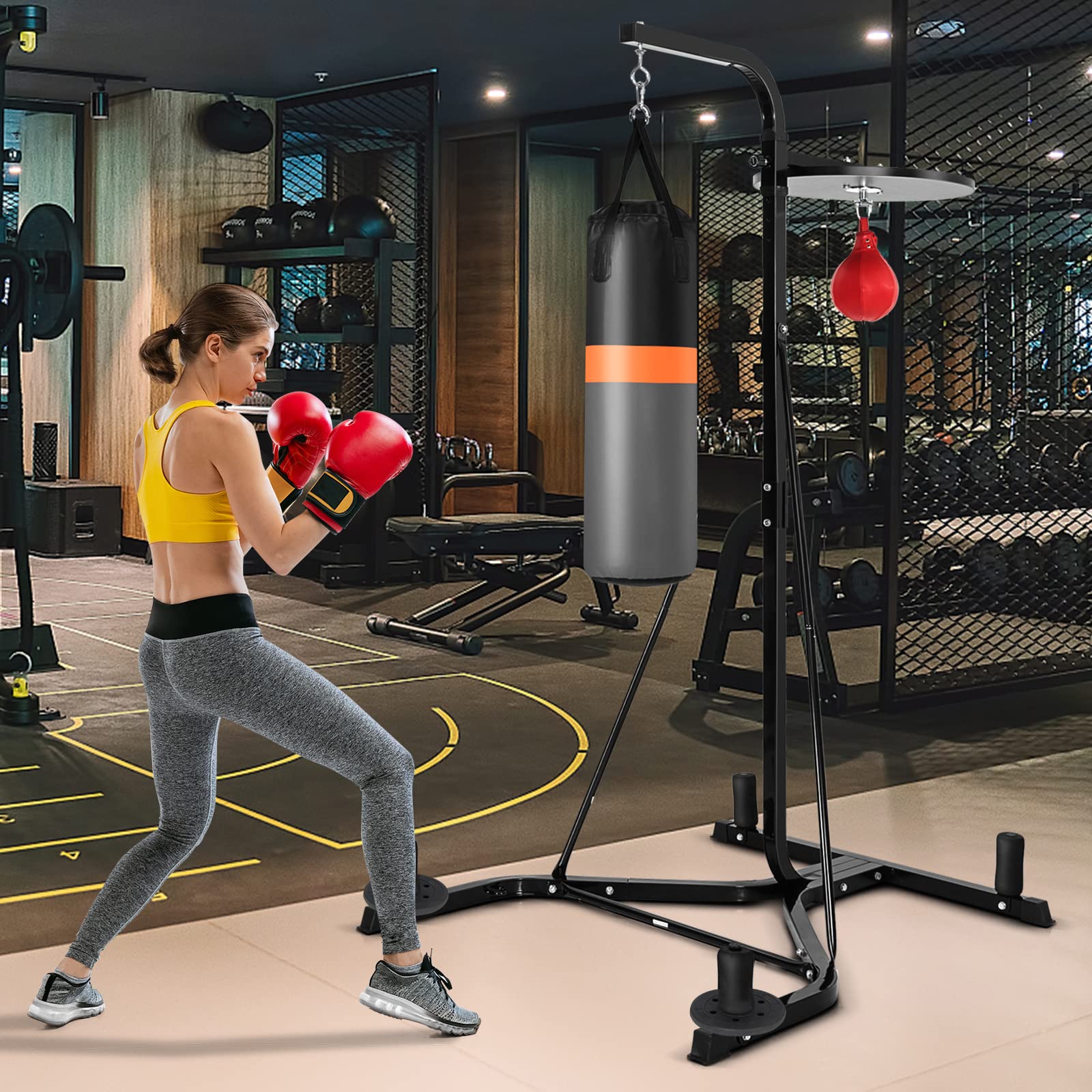 【美品】シックスパックフィットネス GYMAX Punching Bag with Stand Adult, Freestanding Boxing Machine